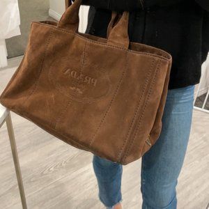 Prada Scamosciato Logo Tote